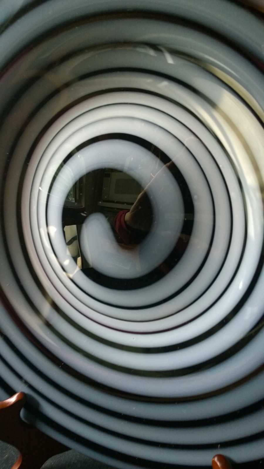 Art Glass Blown Stunning Plate Cosmic Swirl Yin-Yang Black/White/Gray 13 3/4