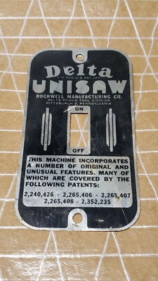 Delta Machinery Tag/ Badge Original New Old Stock & Used (7-5)
