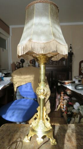 A unique antique bronze lamp with illuminant with Islamic lamp France in the for