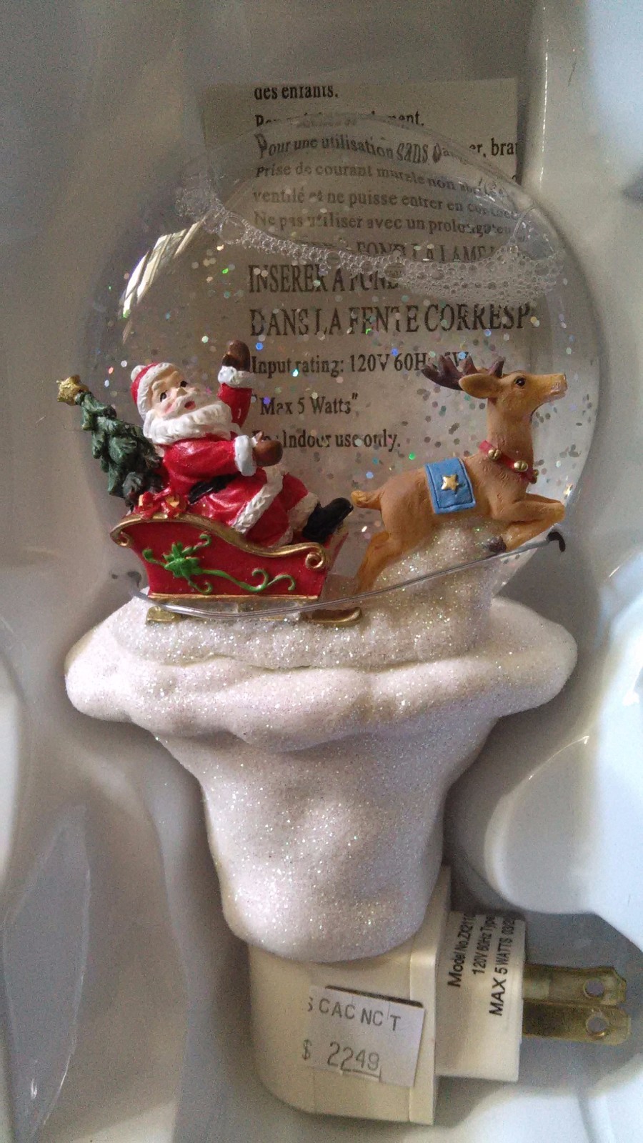 Santa Claus on Sleigh Night Light by Roman #165035 NIB