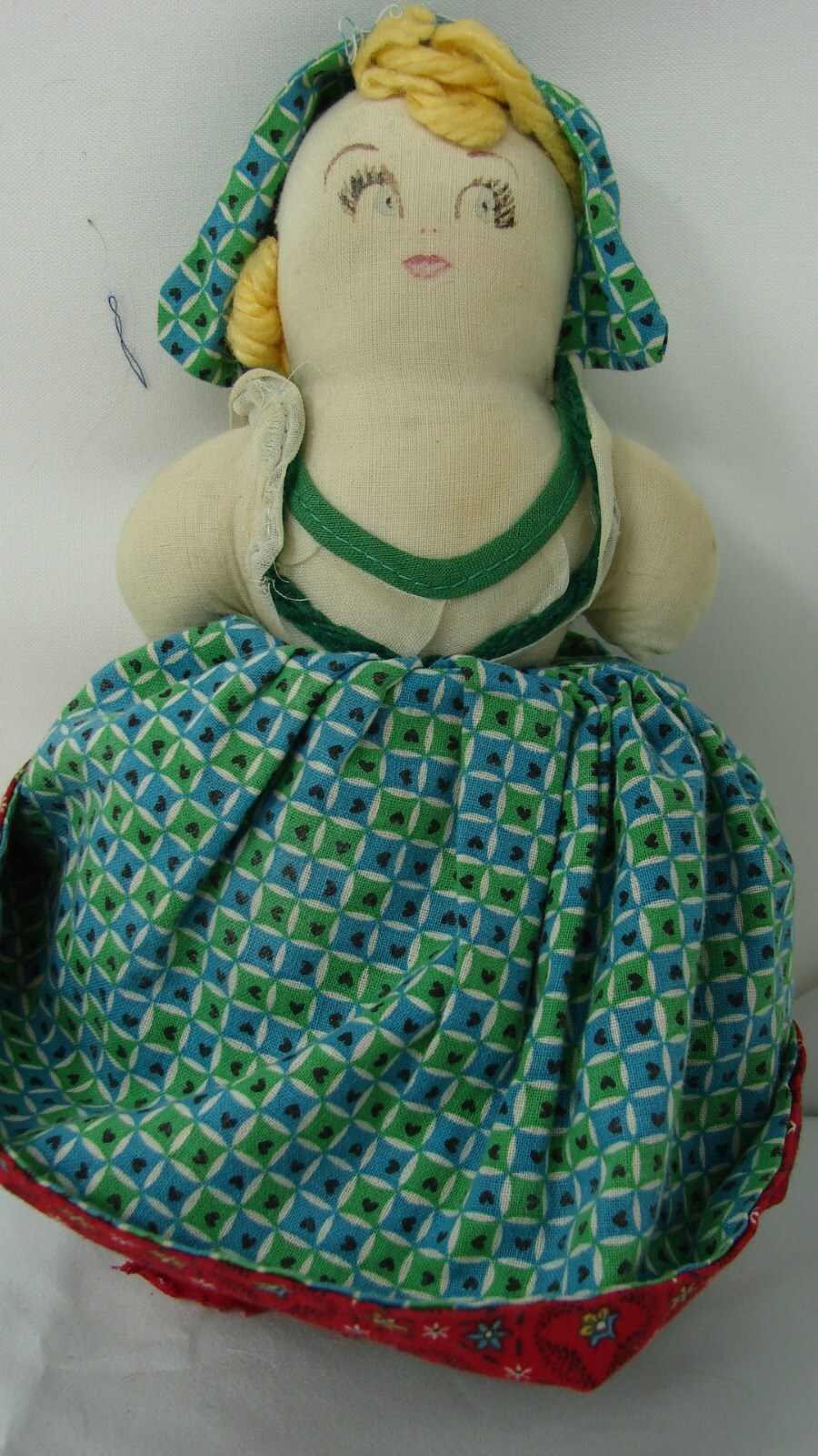 EARLY VINTAGE TOPSY TURVY BLACK WHITE RAG DOLL