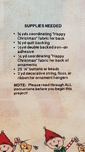 RARE ERLANGER ELVES HAPPY CHRISTMAS ADVENT CALENDAR Cotton Fabric Panel Cut Sew