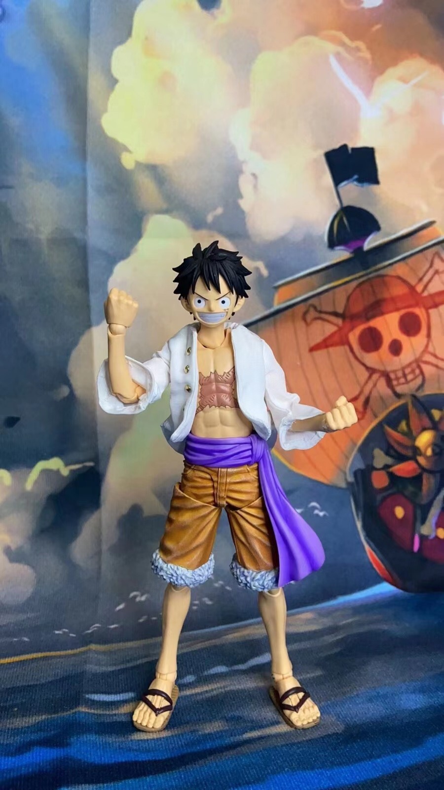 custom bandai megahouse vah one piece shf lufy Cloth white