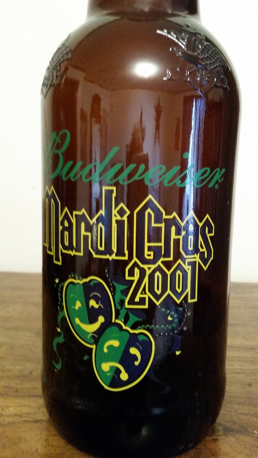Budweiser 2001 Mardi Gras Glass Bottle Bank