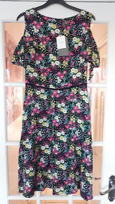 NEW OASIS Floral Tie Sleeve Flower Printed Dress UK 8 Holiday Occasion Wedding