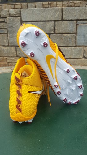 Men's Nike LunarBeast Strike Pro TD Football Cleats, Maroon/YLW/White Size 14