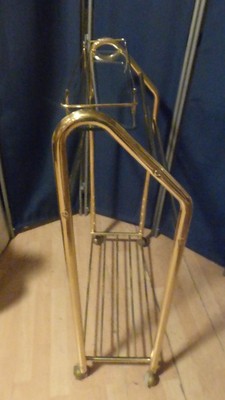 *90817 Vintage All Brass TOWEL HOLDER Butler Garment Rack Bathroom Accessory