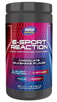 Now Foods E-Sport Reaction Powder-Шоколадный молочный коктейль в порошке весом 1 фунт