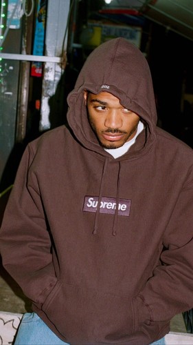 Supreme Box Logo Hooded  Dark Brown