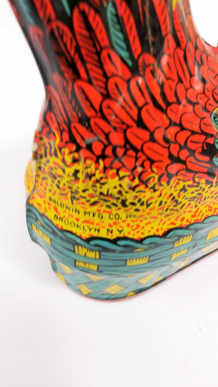 Vintage 40's Happy Hen by Baldwin Mfg Co Tin Laying Chicken Wind-Up Easter Toy