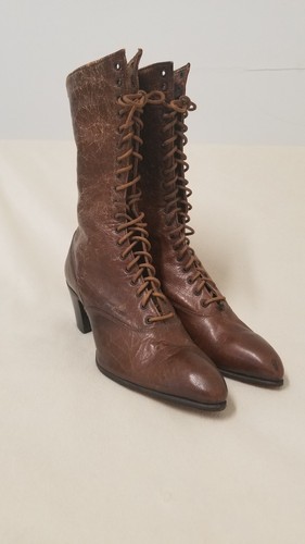 1900s Antique Victorian Edwardian Womens Lace Up Boots Gift Photo Prop