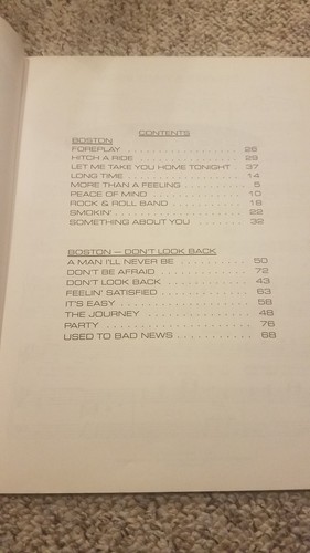 Boston: The First Two Albums, Sheet Music Book, 1987, 80 Pgs, Don't Look Back