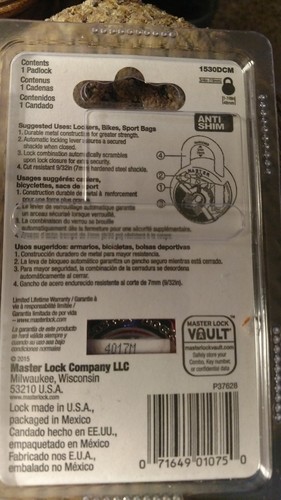12 Master Lock 1530DCM Combination Lock Brand New Purple Blu Red Combo Anti-Shim