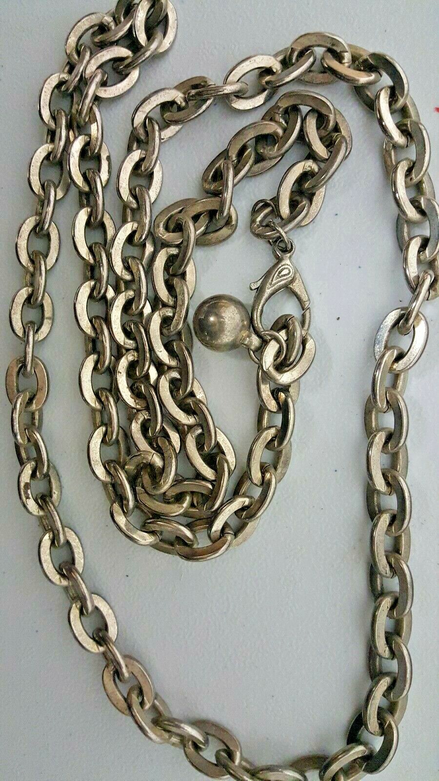 Heavy Silver Metal Biker Chain Belt Vintage Adjustable Chainlink Belt Grunge 46