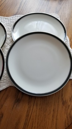 American Manor China Ebony Interpace Salad Plates Set of 4