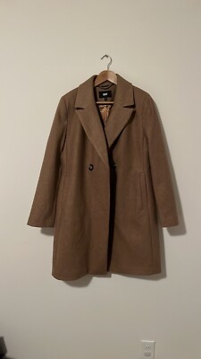 NWT DKNY Ladies Fashion Faux Wool Coat Black Plaid Neutrals Fully Lined Size M