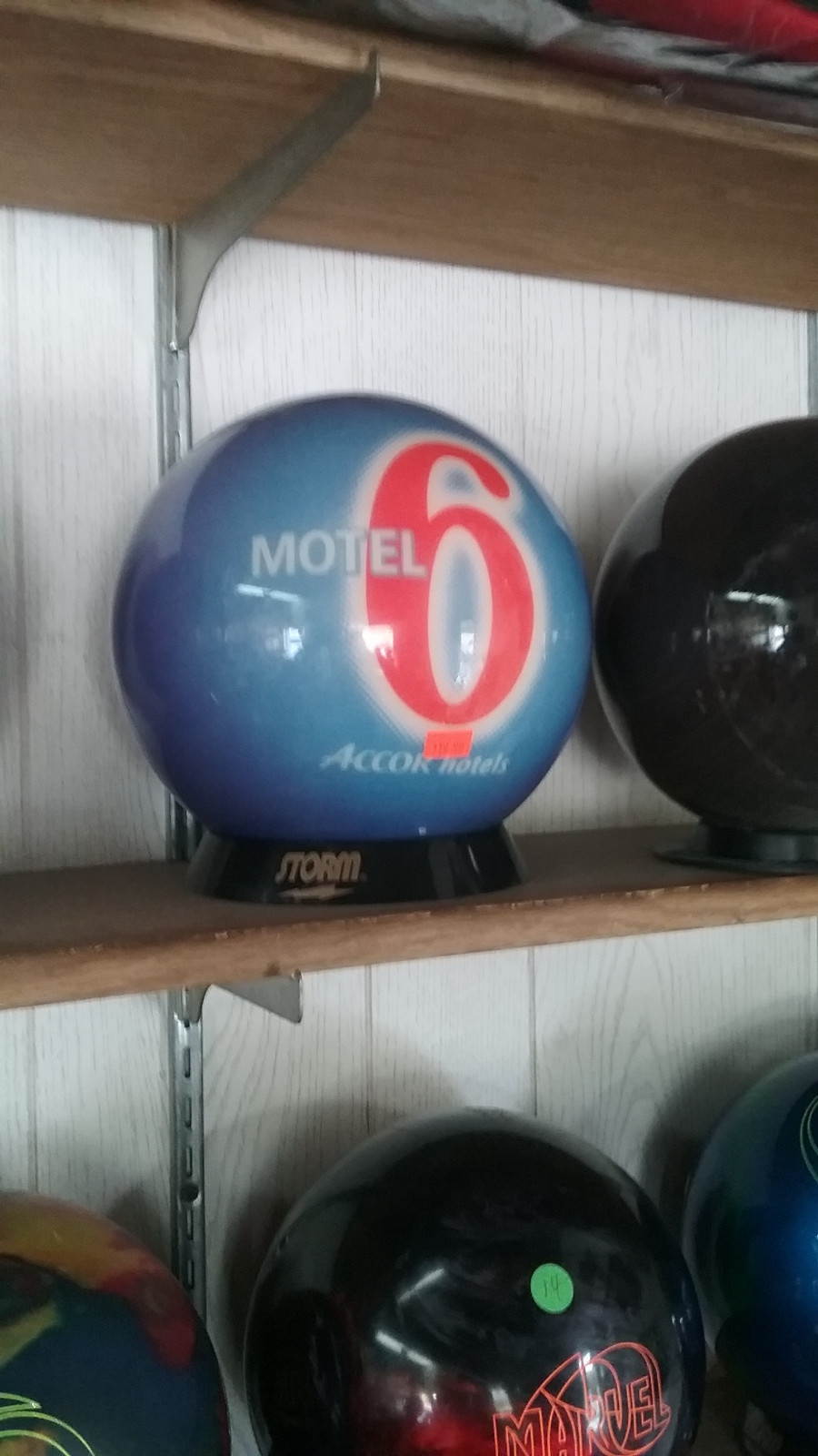 Motel 6 Bowling Ball 16 Pound Novelty Never Drilled Plastic Spare Ball