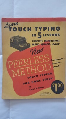 Vintage 1949 Peerless Printing Co. Touch Typing in 5 Lessons Method