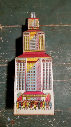 Vintage Marx Empire State Building Skyscraper Tin Litho Daredevil Flyer Toy
