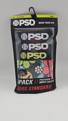 3PK PSD Underwear Micro Men S M L XL Core Standard Boxer Briefs Flowers & Smiles