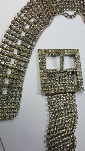 Vintage Art Deco Pave Prong Set Crystal Rhinestone Dress Belt Parts Replacement