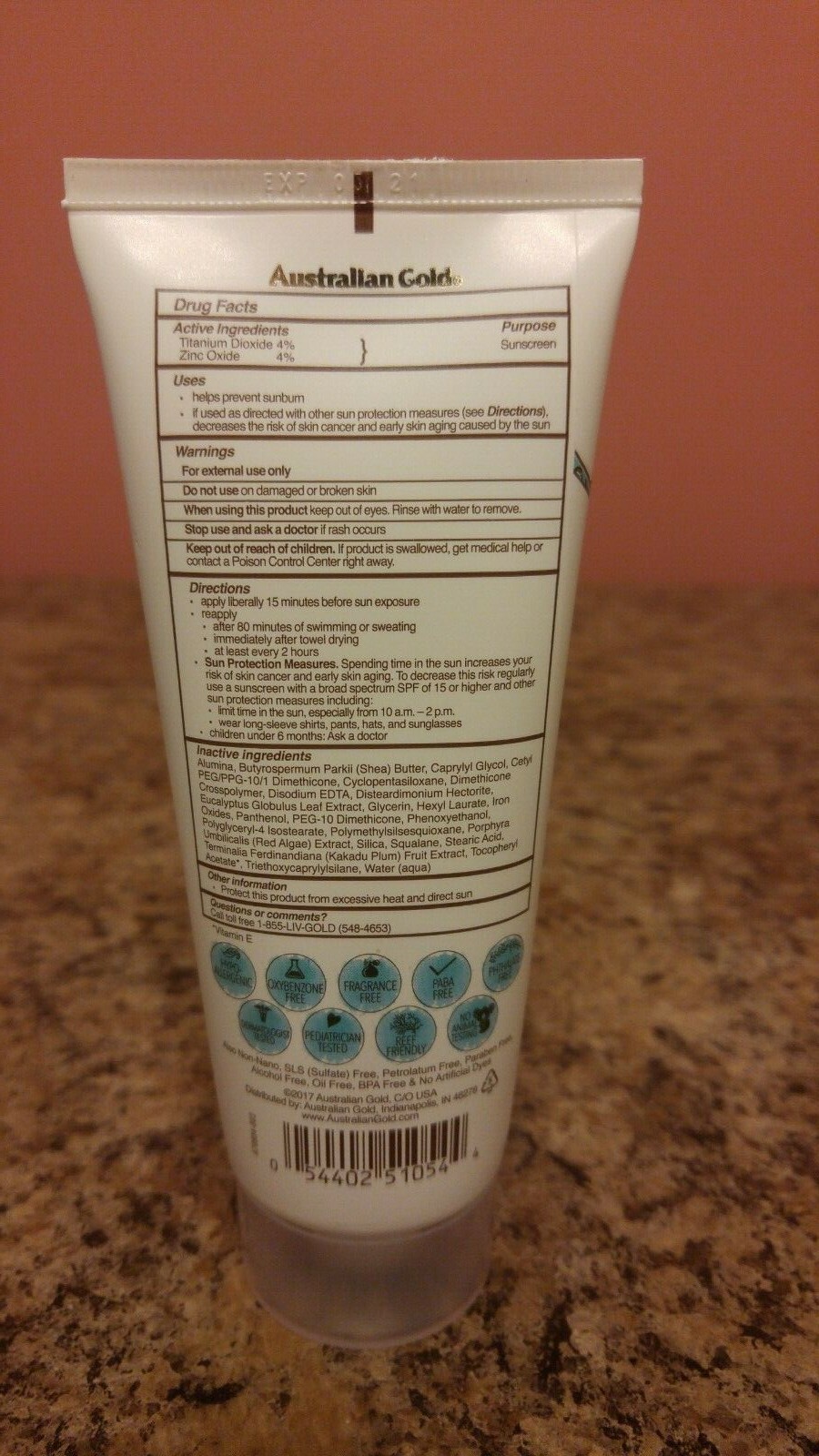 Australian Gold SPF 50 Botanical Sunscreen Tinted Face Mineral Lotion, Exp 03/21