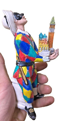 ON SALE! Harlequin Venice Italy Carnival Masked Souvenir Statue, Made in Italy