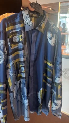 Pre-owned Versace Collection Silk Blue Print Shirt In Multicolor