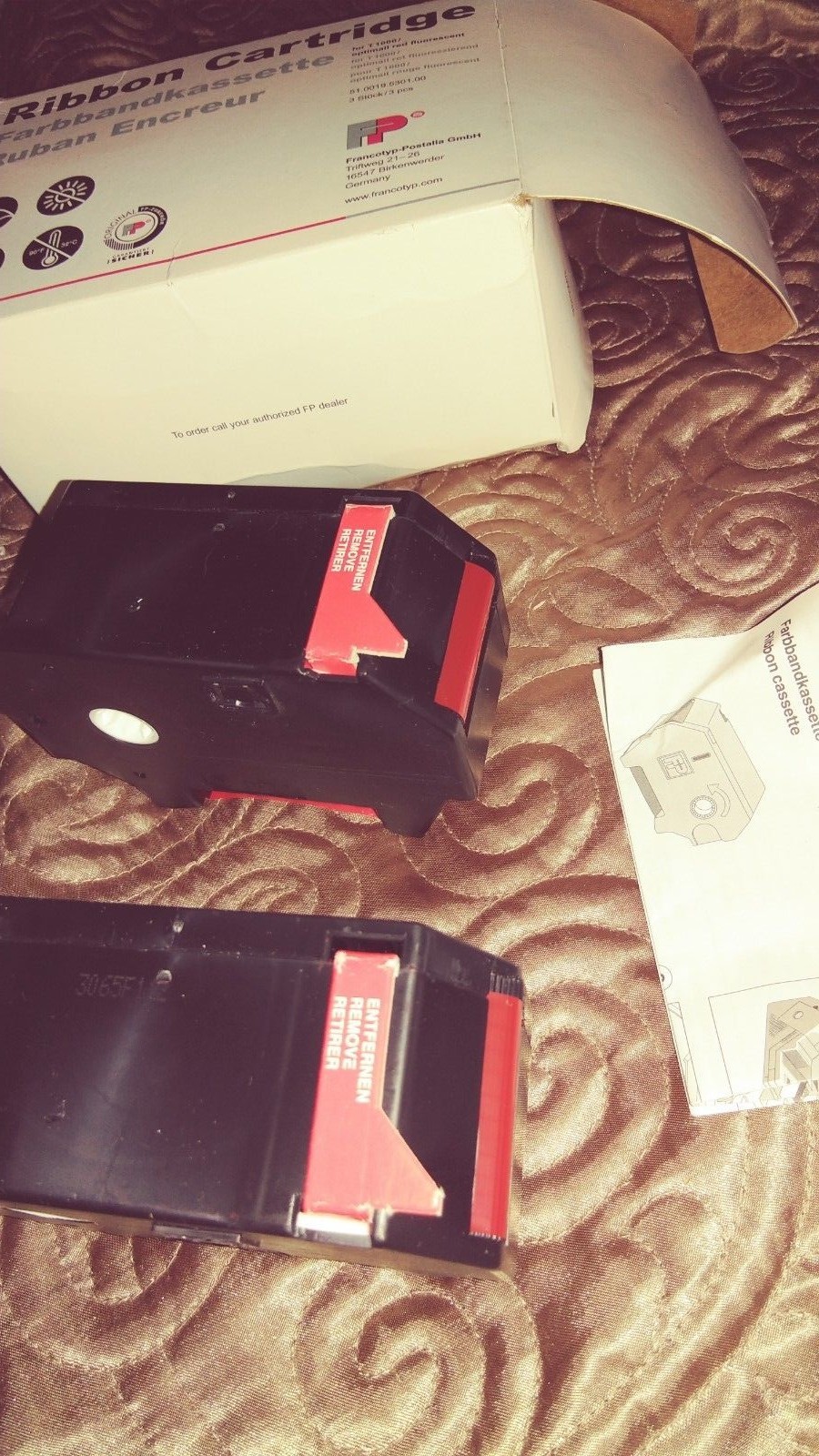 2 Optimail Red Fluorescent Ribbon cartridges - Francotyp Postalia # DPM-FP-T1000