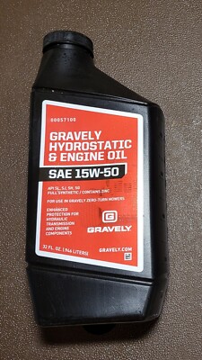 Gravely 00057100 32 oz Bottle of SAE 15W-50 Synthetic Zinc Hydro Engine Oil