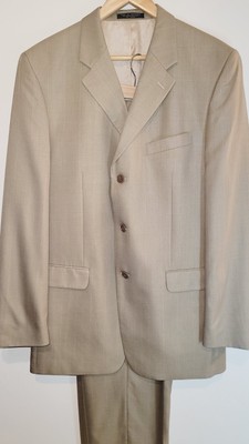 Jones New York Men's 2 Button Suit Size 42L 34 x 31 Pants Beige NWOT