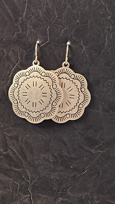 Chaps Silver-Tone Geometric Medallion Drop Earrings | Boho Chic