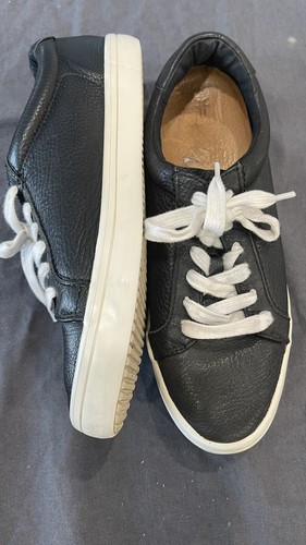 Frye Sneakers Womens 8.5 Black Leather White Sole Tennis Shoes Casual Comfort