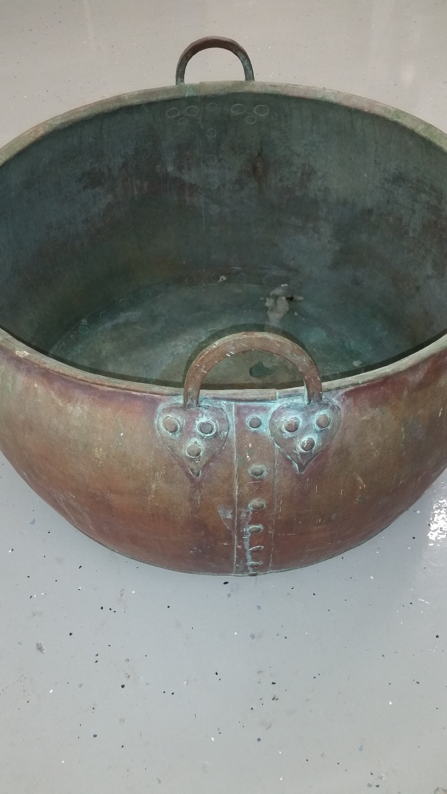 Gigantic Antique Copper Kettle Large Huge Vat  HOT RIVET Candy Caramel Tank big