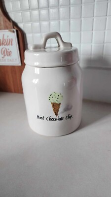 Rae Dunn Mint Chocolate Chip Canister / Jar with tights lid 6.25 '' - Mint