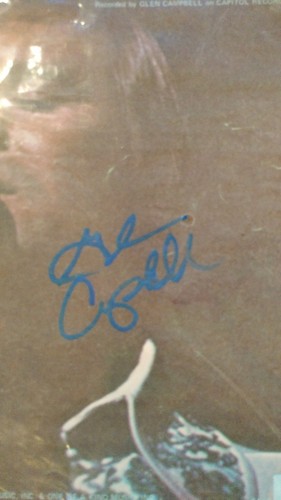 GLEN CAMPBELL AUTOGRAPHED 9X12 SHEET MUSIC PHOTO SIGNED IN BLUE PEN COA!!