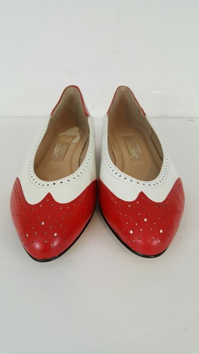 Women's Oxford Flats Vtg Red White Original Etienne Aigner 6M Leather New