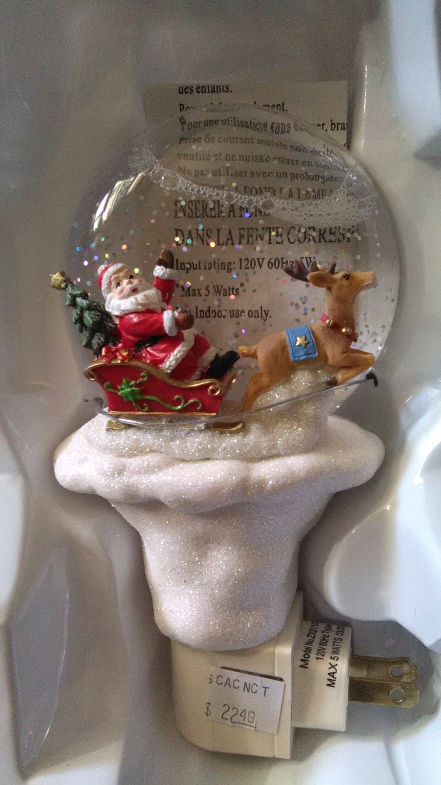 Santa Claus on Sleigh Night Light by Roman #165035 NIB