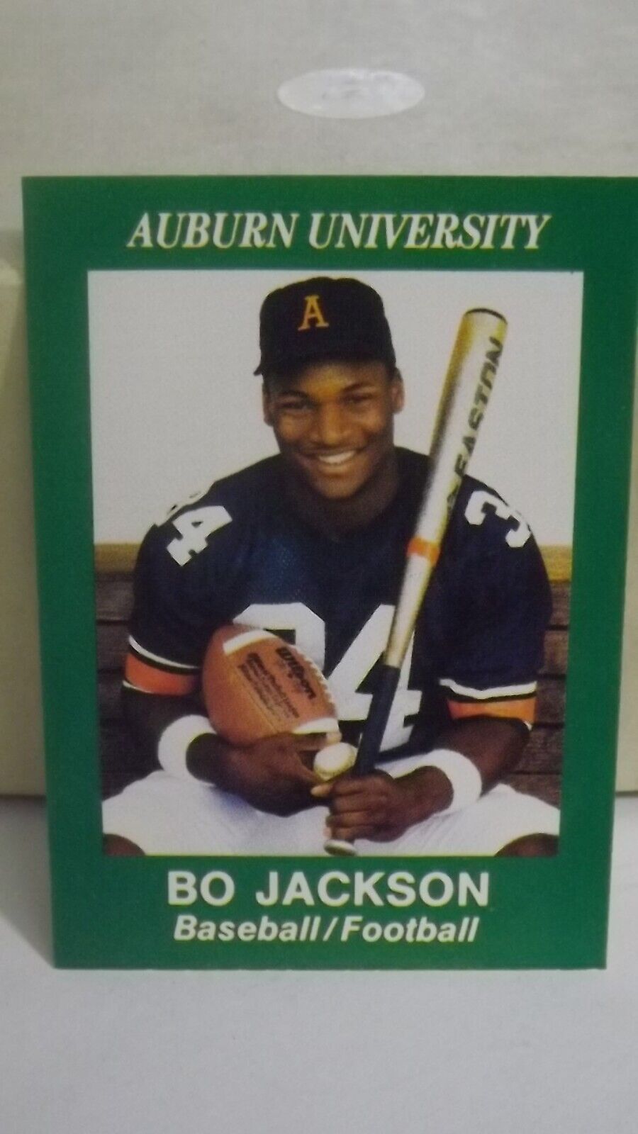 Auburn University Bo Jackson Baseball/Football Trading Card Auburn University Bo Jackson Baseball/Football Trading Card