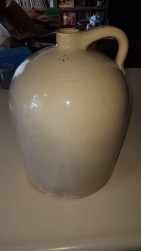 ANTIQUE 3 GALLON SALT GLAZED? CROCK JUG COBALT BLUE 3