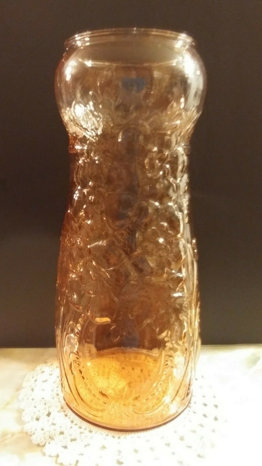 Vintage Pink Glass Unusual Shaped Different Designs Big Tall Vase 14.5