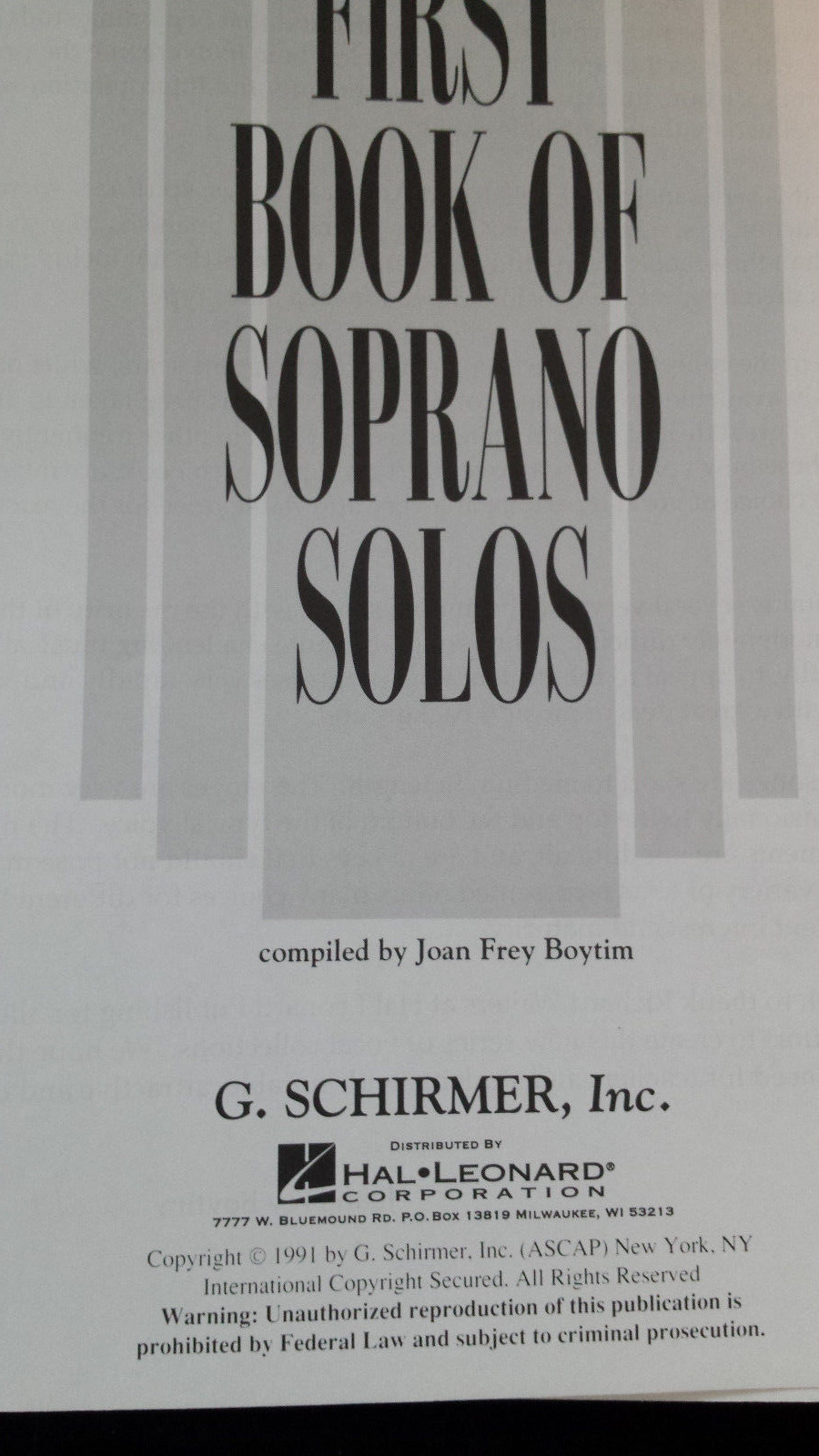 MUSIC BOOK Voice First Soprano Solos piano wide variety of genres unusual songs