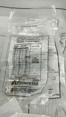 Large Lot of UPLR220-026 TROMPETER 735A BNC 75 OHM CONNECTORS