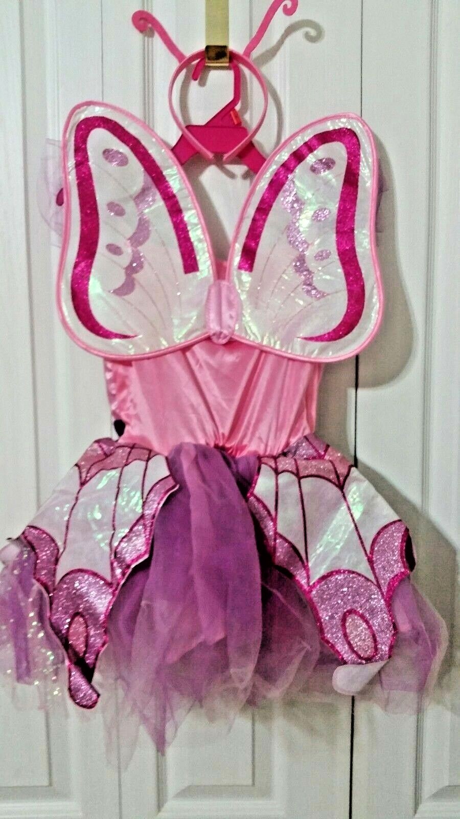 Purple Butterfly Halloween Costume Outfit Dress Headband Wings Size Child S(4-6)