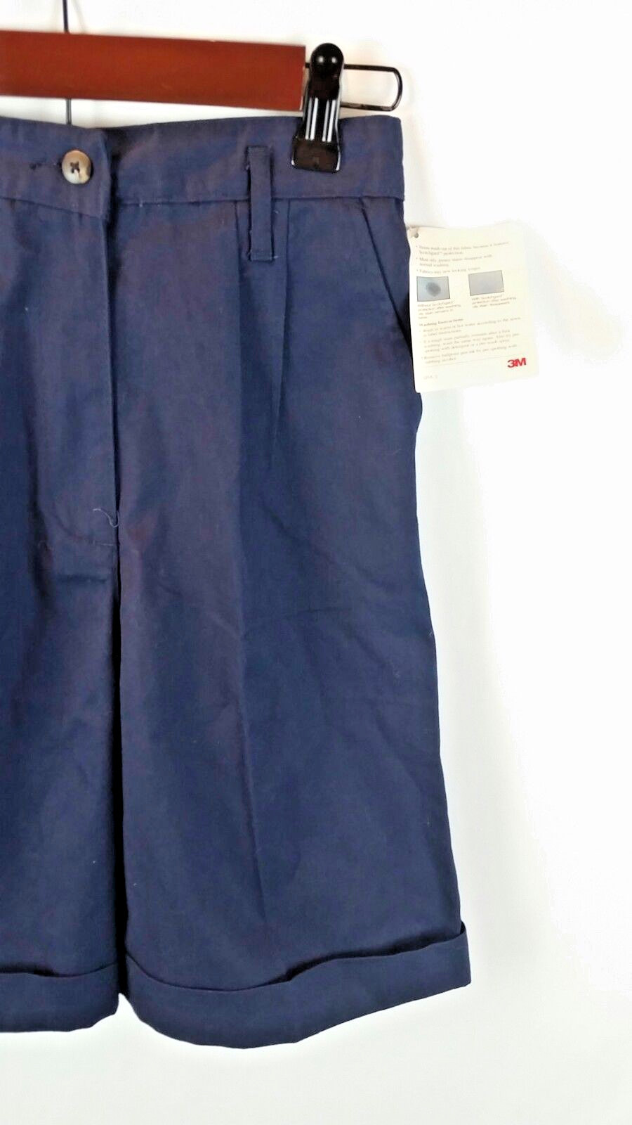 NEW MOVES Boy's Pleated Front Blue Wrinkle Stain Resistant School Shorts Size 14