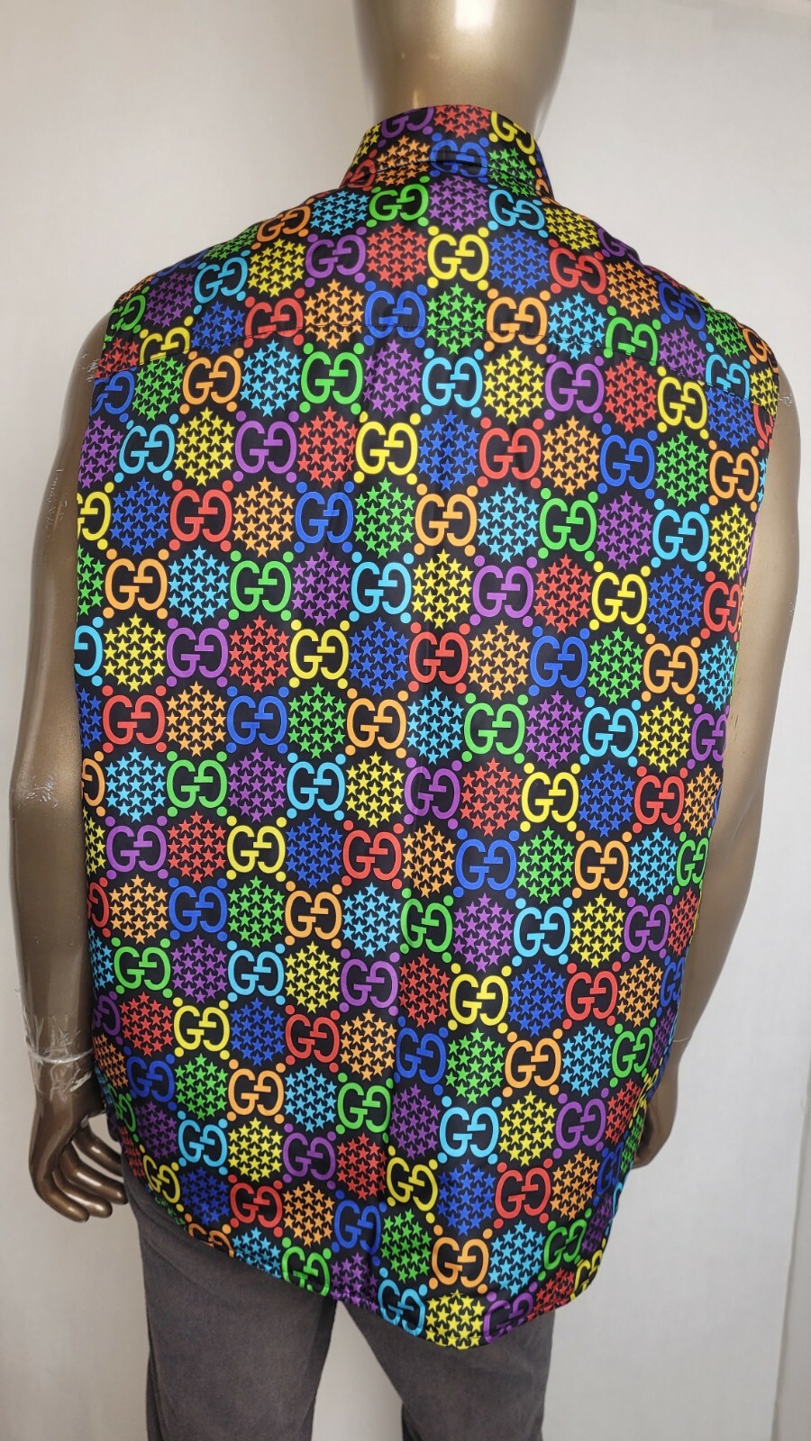 Pre-owned Gucci Men Multicolored Star Print Interlocking Psychedelic Vest 50 590785 1868