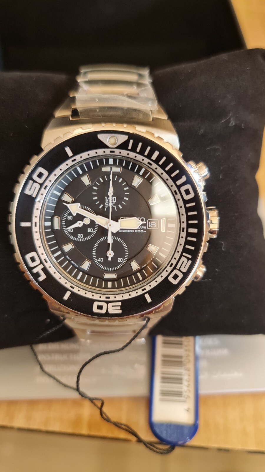 Pre-owned Seiko Chronograph Snda13p1 Quartz Watch 7t92 Diver's 200m Black Dial Caesar Date