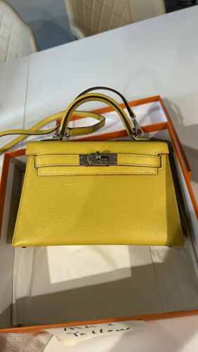 Hermès Jaune De Naples Orange Verso Chevre Mysore Mini Hermès Jaune De Naples Orange Verso Chevre Mysore Mini