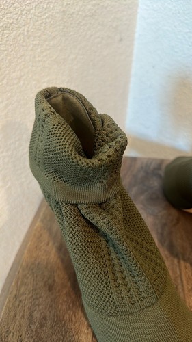 Catherine Malandrino New KNITTY Sock Boots Olive Peep Toe Suede Women Size 9