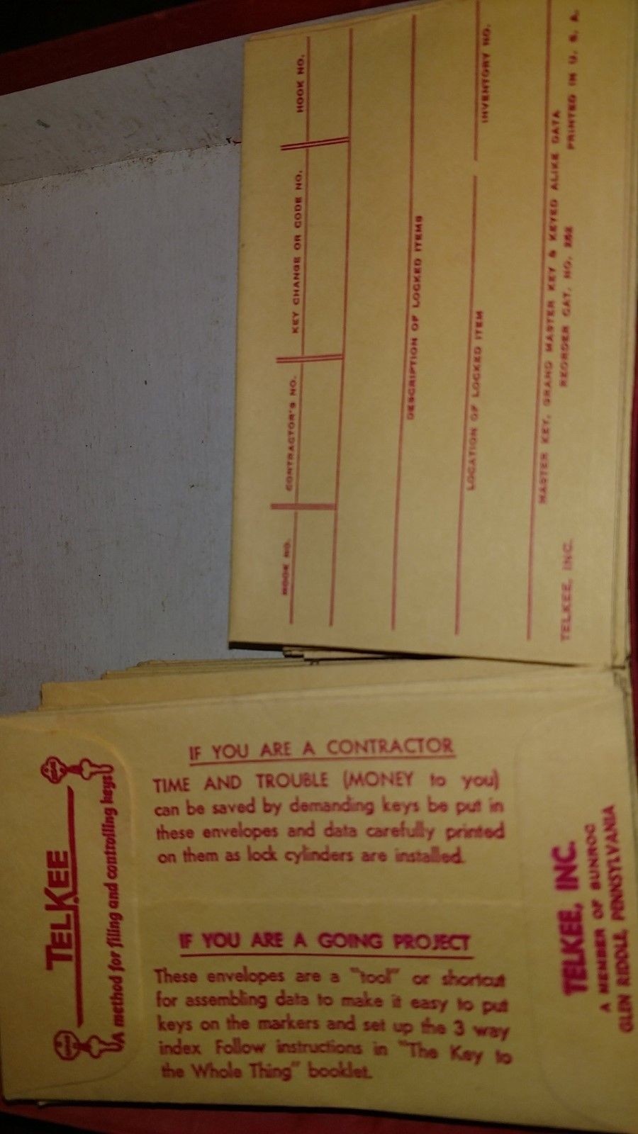 Key Tagging System Tools Envelopes Key Tags Signature Receipts